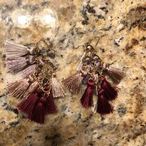 Anthropologie Jewelry - Anthro burgundy tassel earrings diamond shape Anthropologie Jewelry - Anthro burgundy tassel earrings diamond shape
